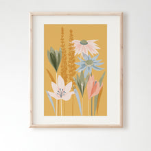 Load image into Gallery viewer, Colchium, Salvia and Rudbekia Abstract Floral Art Print