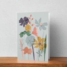 Load image into Gallery viewer, Cosmos and Hollyhocks Abstract Floral Art Greeting Card