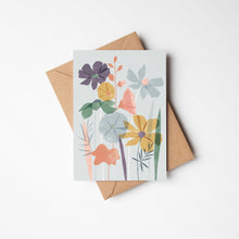 Load image into Gallery viewer, Cosmos and Hollyhocks Abstract Floral Art Greeting Card