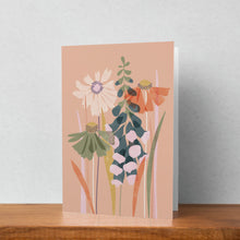 Load image into Gallery viewer, Foxgloves and Helenium Floral Abstract Art Greeting Card
