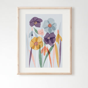 Snowdrops and Hellebore Abstract Floral Art Print
