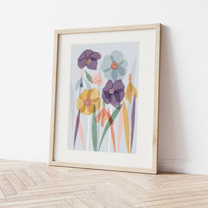 Snowdrops and Hellebore Abstract Floral Art Print