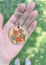 Load image into Gallery viewer, Dahlia and Anemone Wooden Keyring
