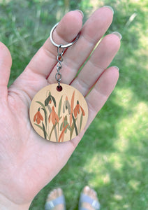 Snowdrops Wooden Keyring