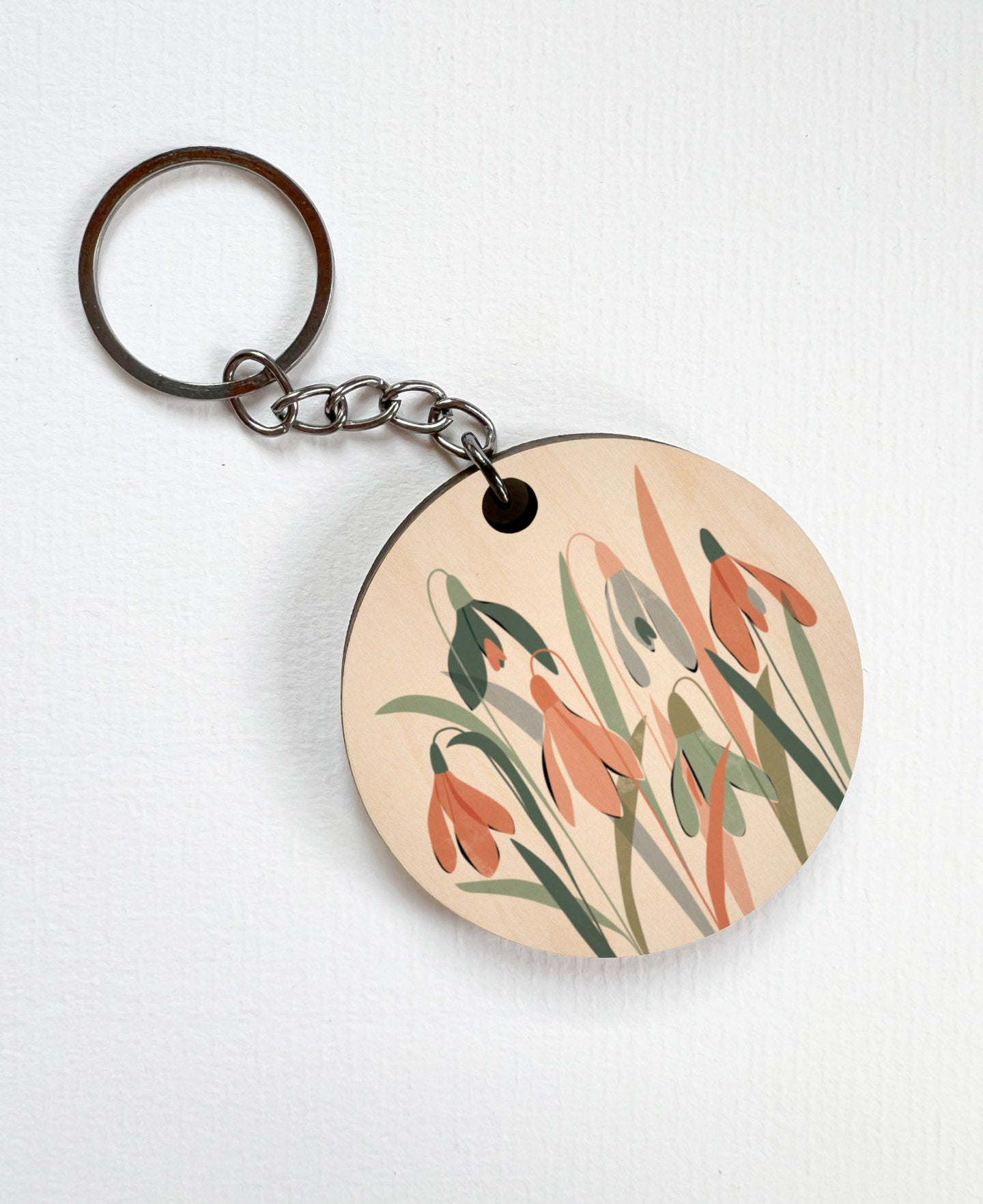 Snowdrops Wooden Keyring